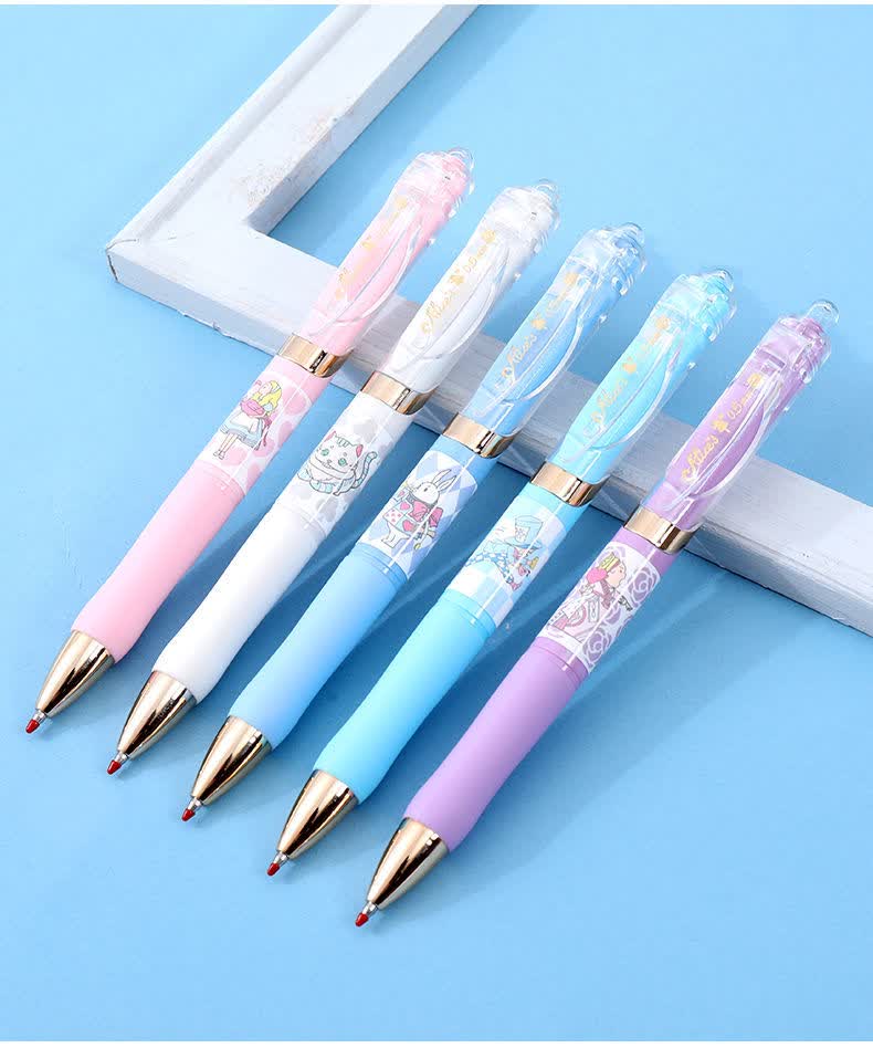 爱丽丝梦游仙境联名款可爱超萌05黑色按动中性笔学生用黑笔1支笔20支