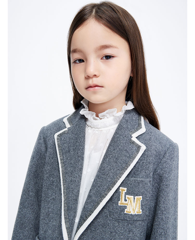 littlemoco童装21秋装新款男女童学院风西装外套学生保暖舒适百搭 深