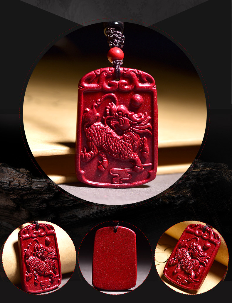 米聆火麒麟朱砂麒麟貔貅玉佩吊坠男女福五行缺火补火饰品