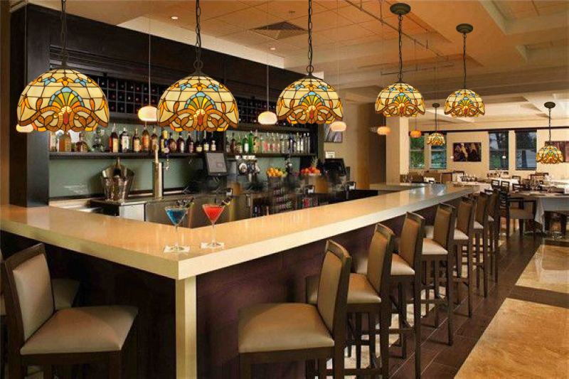 欧式西餐厅卧室酒吧过道美式复古连锁店工装巴洛克风格吊灯桔色60厘米