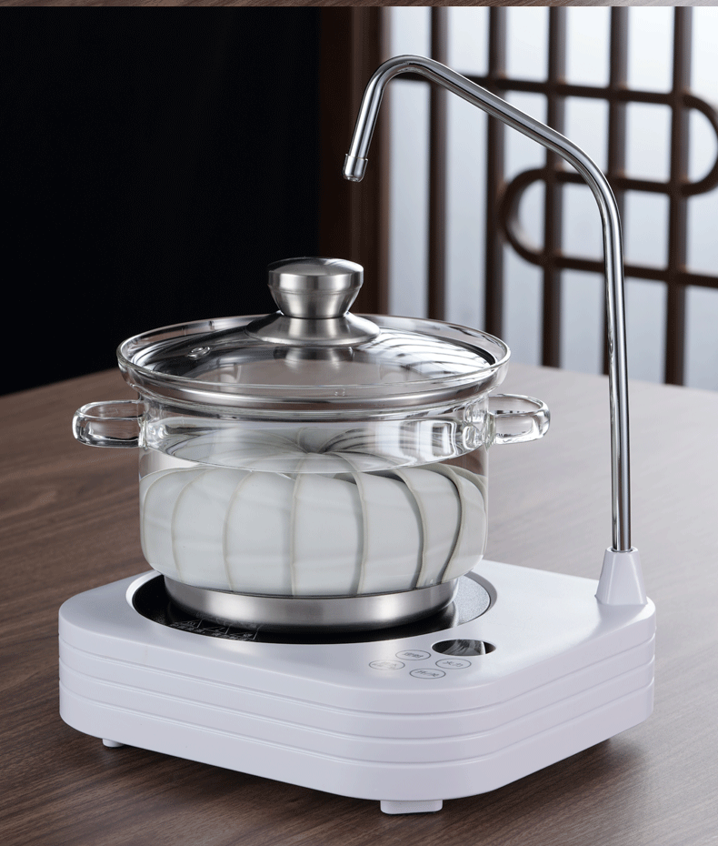 带盖的装茶杯容器拓优玻璃茶洗大号特大带盖消毒锅可加热电陶炉电磁炉