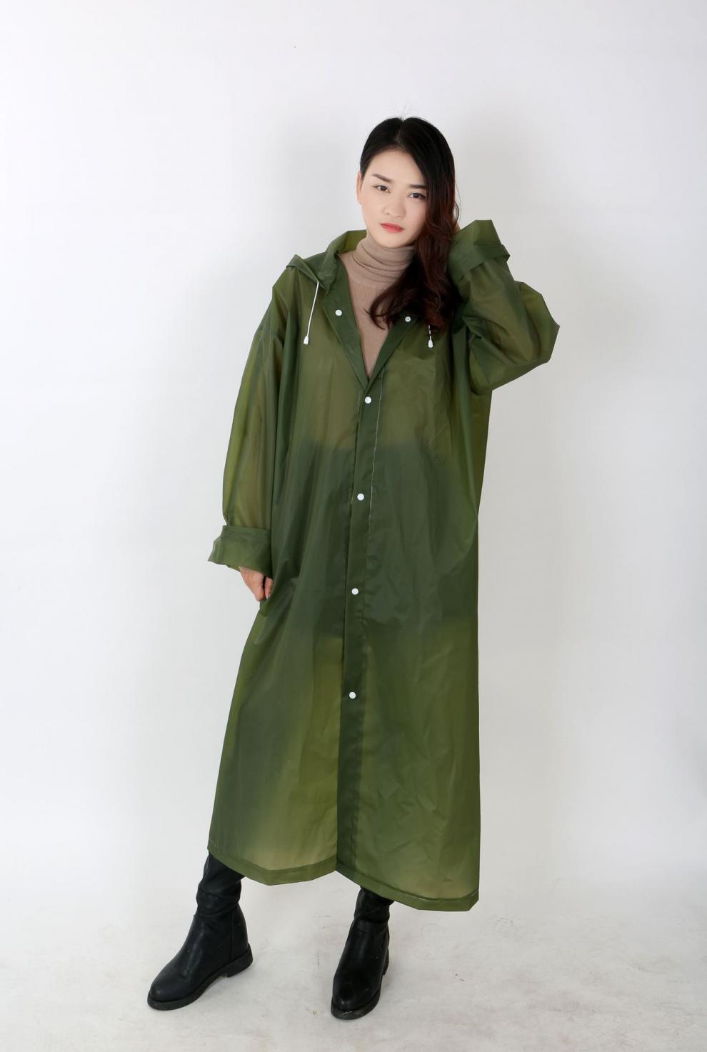 雨衣非一次性雨衣eva磨砂加厚雨披男女户外雨衣军绿色长145cm宽68cm重