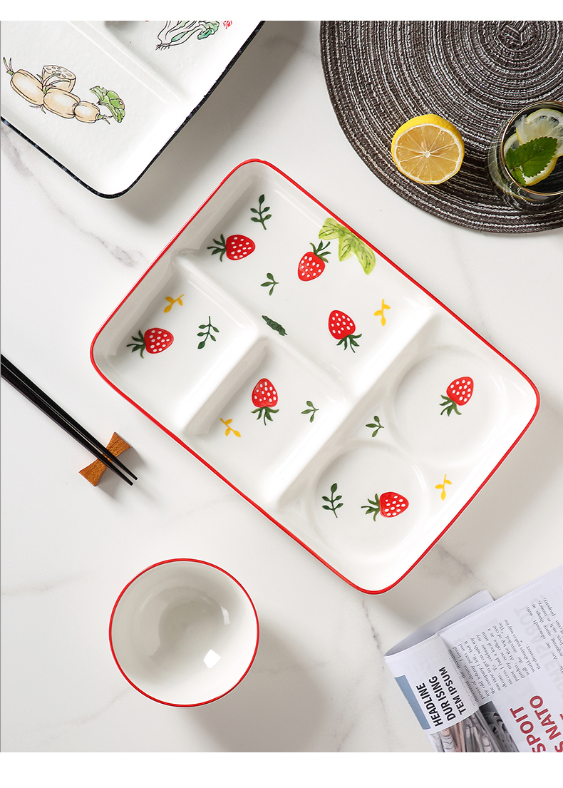 减肥餐盘成人减脂分格盘陶瓷分格餐盘大人快餐盘饭菜盘月子家用定量