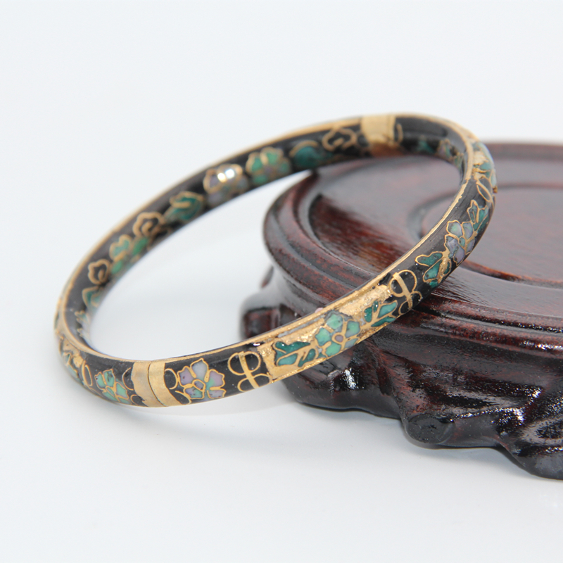 老货景泰蓝开口扁粗铜胎掐丝珐琅新年礼物 虎年 黑色【图片 价格 品牌