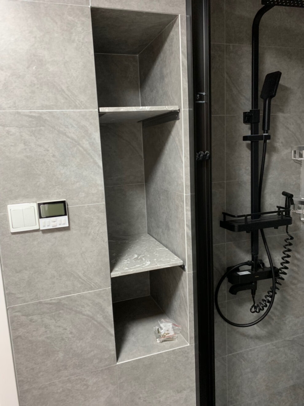 壁龛免打孔层板架浴室淋浴房镶入式置物架隔搁板大理石墙壁收纳柜长35