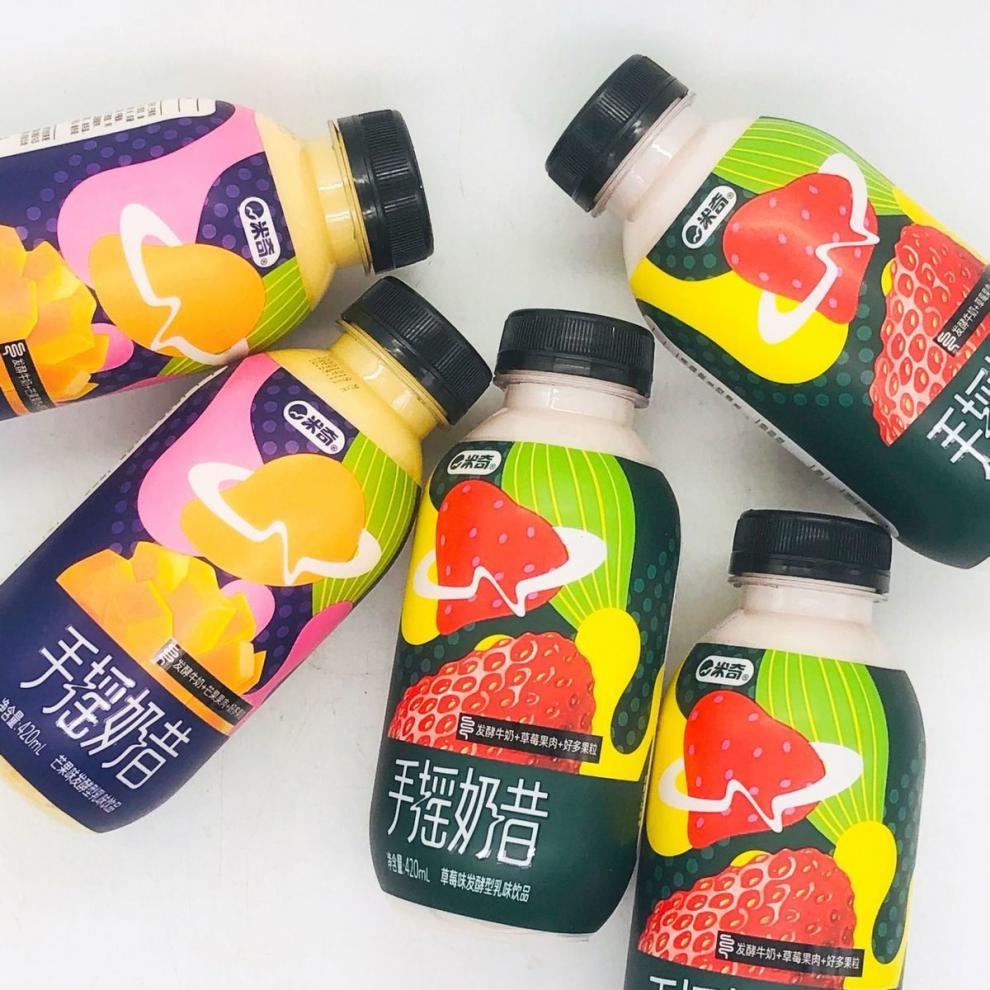 米奇手摇奶昔420g瓶多规格发酵牛奶芒果草莓味果肉果粒饮料乳味果汁