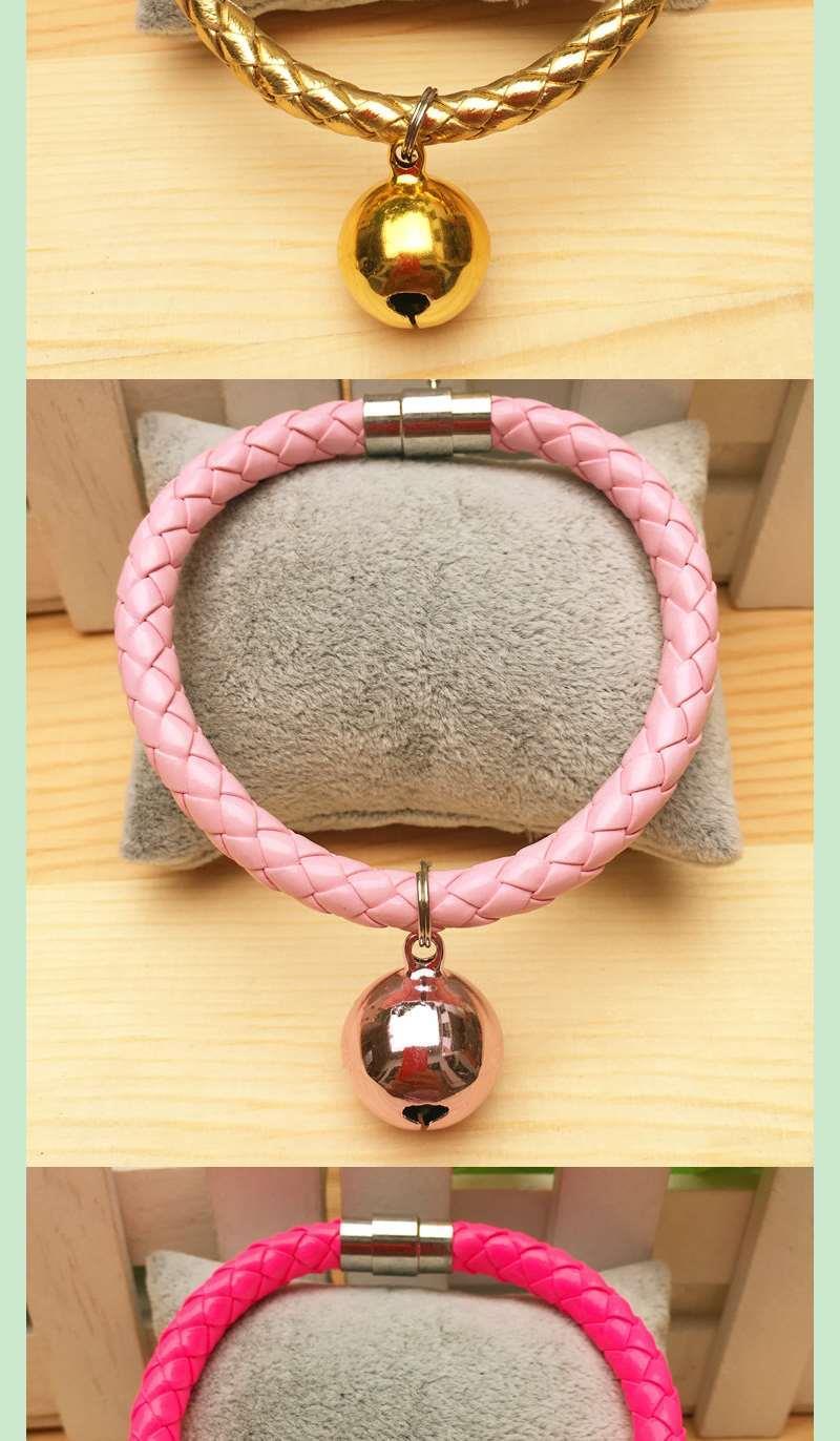 项圈猫铃铛猫项链小型犬小铃铛宠物猫项圈铃铛狗牌金绳金色圆铃m中型