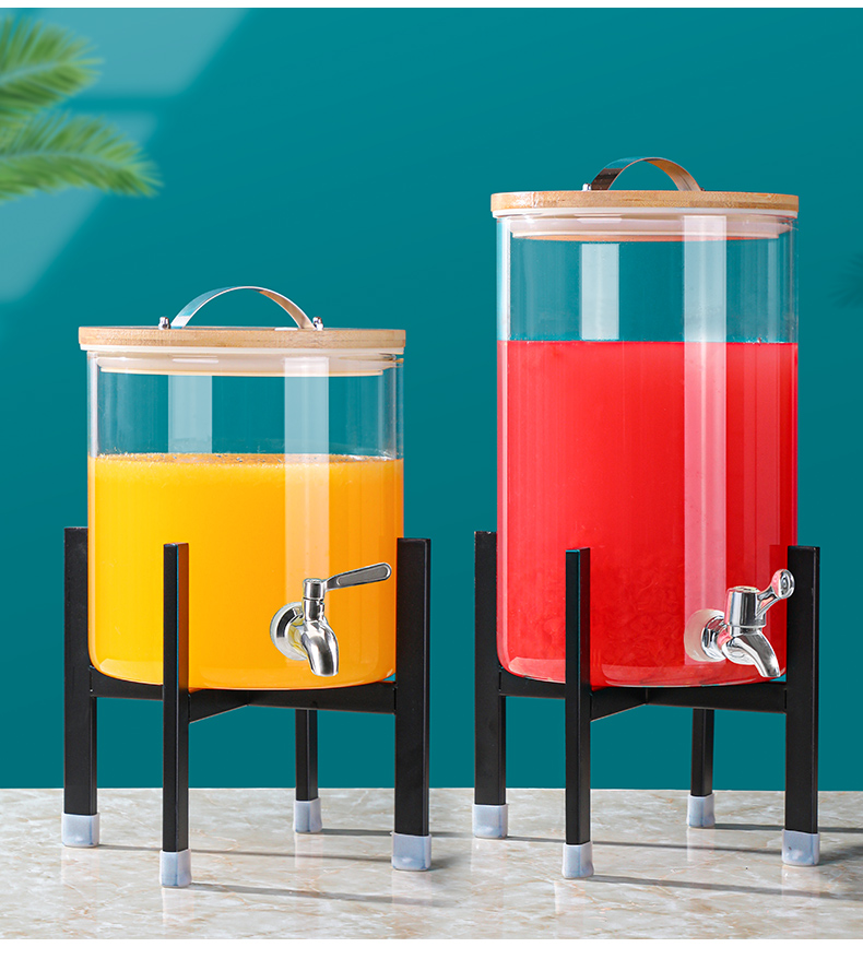 惢琪 柠檬水壶 大容量耐热玻璃果汁缸大容量凉水壶柠檬汽水饮料桶冷饮