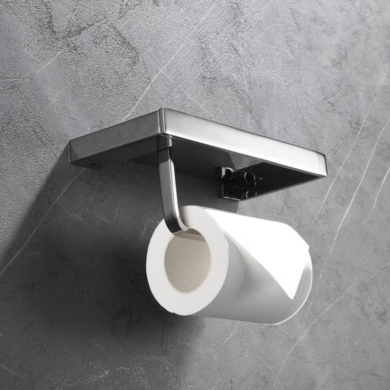 黑色纸巾架不锈钢卷纸架卫生间厕纸架手机平板置物抽纸架a款哑光黑