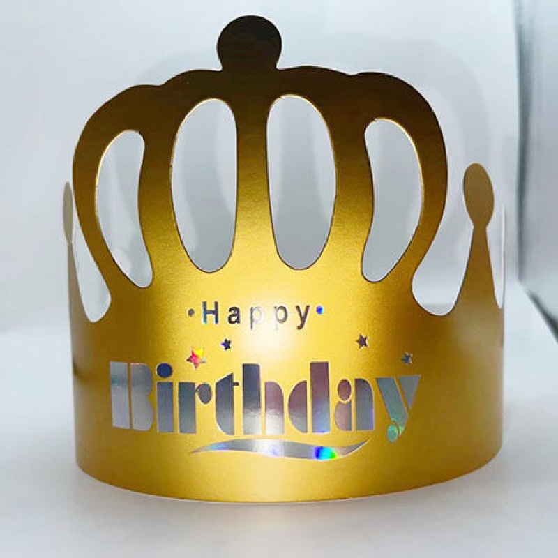 儿童生日帽子一次性生日派对帽皇冠 新款小金皇冠英文(银)100个【图片
