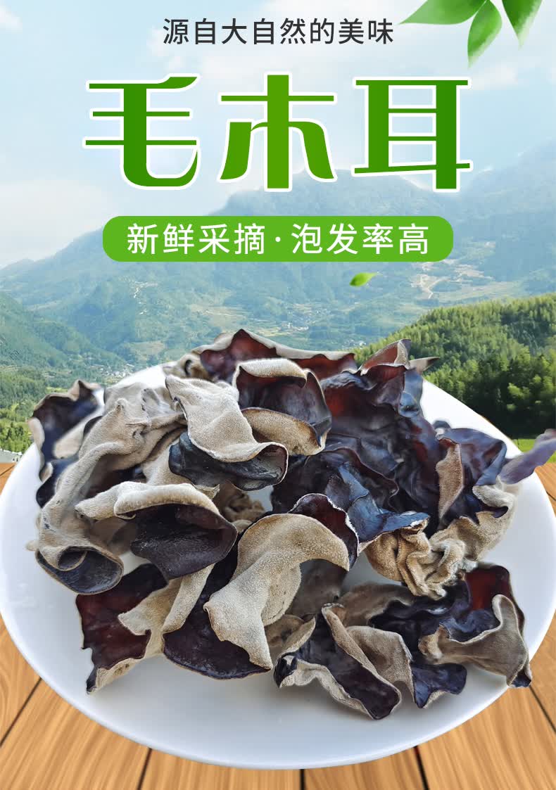 李锦记 毛木耳干货500g散装脆木耳白背黑木耳美味大地耳四川火锅食材