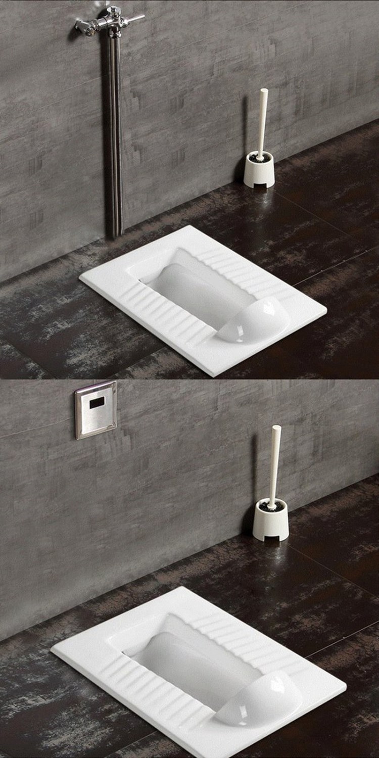 洁具卫浴蹲便器蹲带挡水前后排带存水弯大尺寸便器便池臭蹲便盆 带弯