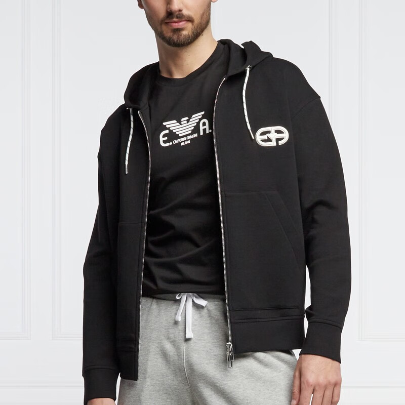 【中检鉴定】emporio armani/阿玛尼 男士logo图案丝光棉圆领短袖t恤