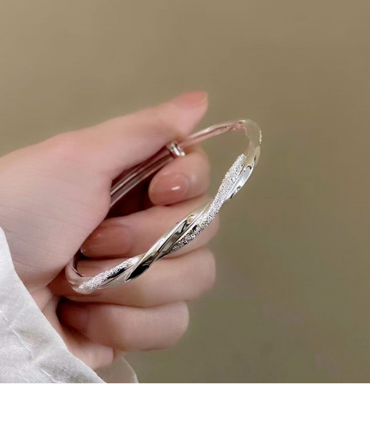 星原999足银麻花银手镯女实心银镯子推拉时尚民族风生日礼物可刻字