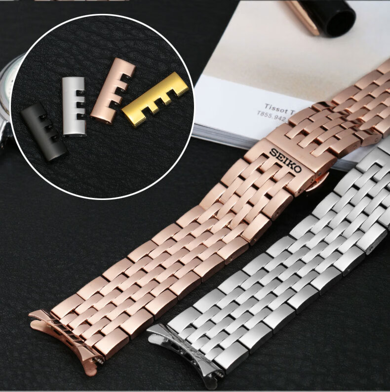 适用于精工表带5号原装钢带原厂seiko蝴蝶扣男2022mm鲍鱼罐头精钢手表