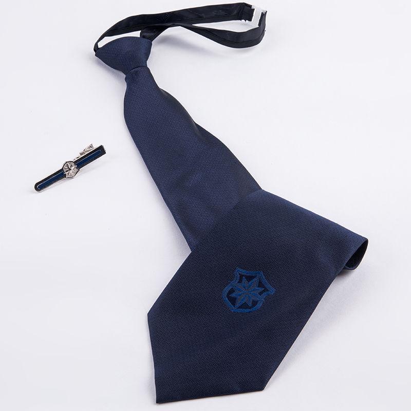 结保安工作服领带拉链式男女士安保门卫藏蓝色领带夹新式保安领带夹