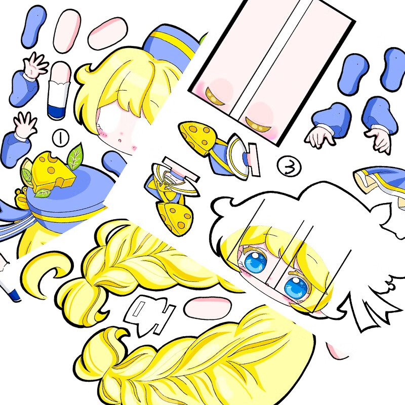 纸片人材料包可动纸片人迷你世界关节可动diy纸片人偶图纸手工diy材料