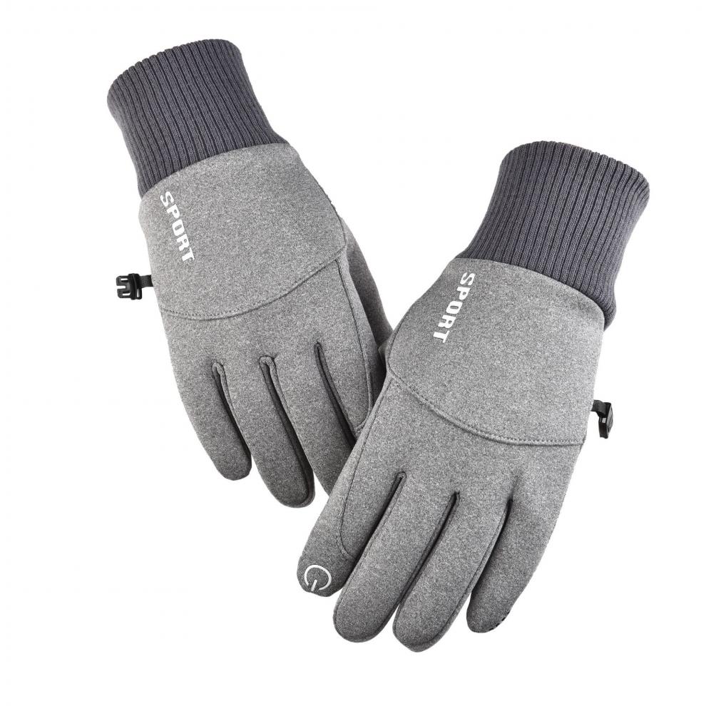 保暖大号手套摩托车骑行防水防寒加绒加厚户外滑雪手套男运动灰色均码