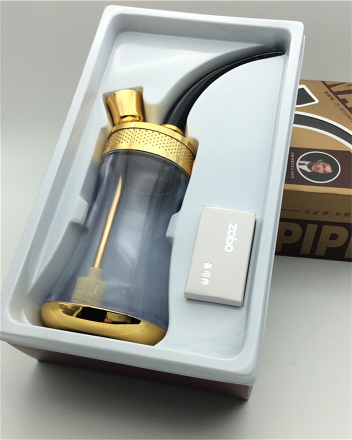 水烟壶双重过滤水烟袋双用水烟斗过滤器lism515金色