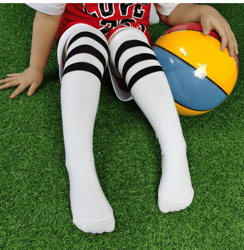 儿童足球袜中筒小学生袜男女童款长筒袜运动棒球袜幼儿园演出袜子白色