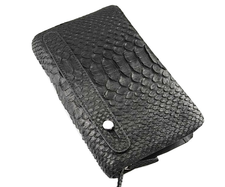 皮尔卡丹奢侈品真蟒蛇皮手包男士真皮手拿包鳄鱼皮手包大容量双拉链包