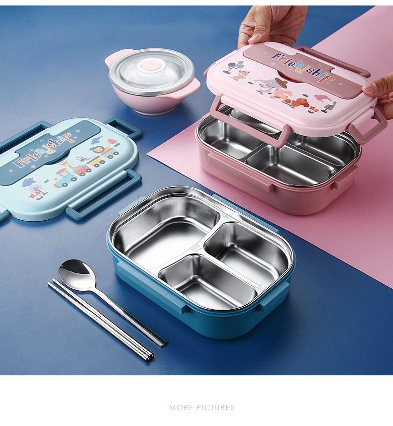 食堂打饭盒 不锈钢饭盒小学生分格保温便当盒儿童卡通分隔大食堂打饭