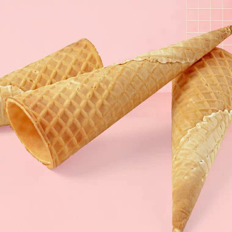 商用原味摩天脆筒300个加长蛋托草莓色冰淇淋脆筒脆皮甜筒筒16度3个