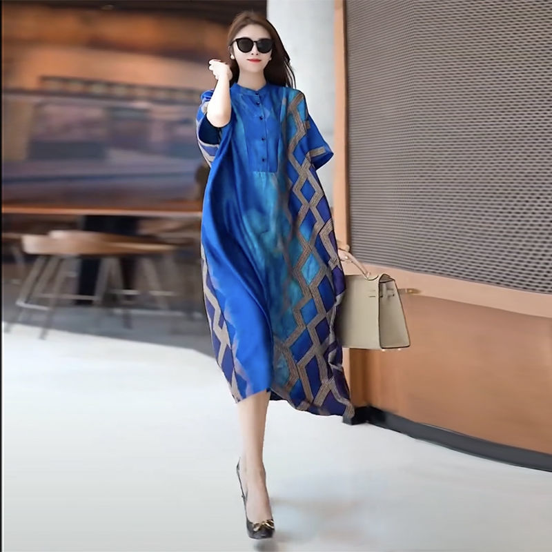 一珂·锦绣桑蚕丝女夏季裙子套装阔太太高端高贵气质重磅真丝连衣裙