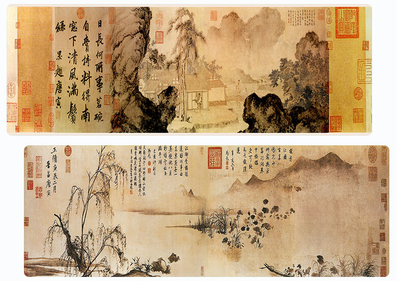 大型3mm鼠标垫中国山水画风兰亭序道德经经理办公室写字桌垫的 王羲之