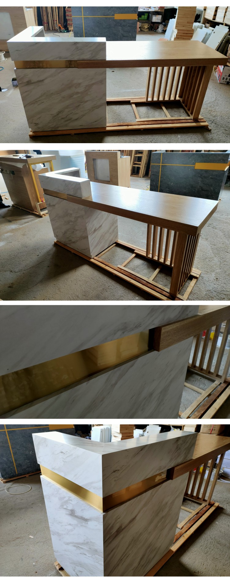 收银台吧台新中式仿大理石商用前台服装店铺美容院公司接待台柜台