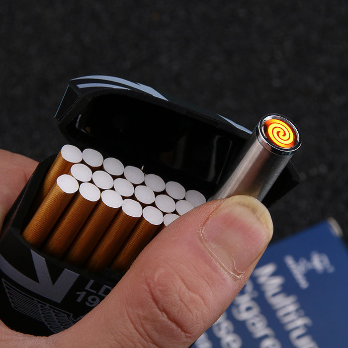 烟盒防风充电打火机男士粗烟10支装创礼品礼物 充电打火机单买【图片