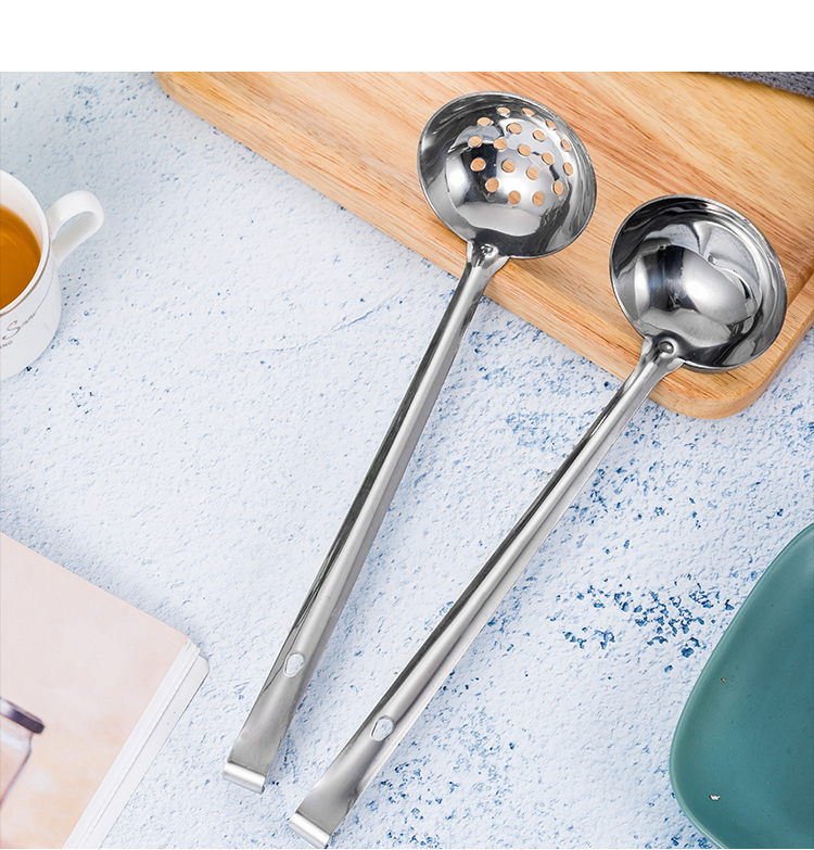 60极嫣不锈钢汤勺带挂勾火锅汤勺漏勺酒店汤漏勺带钩小汤勺可挂钩