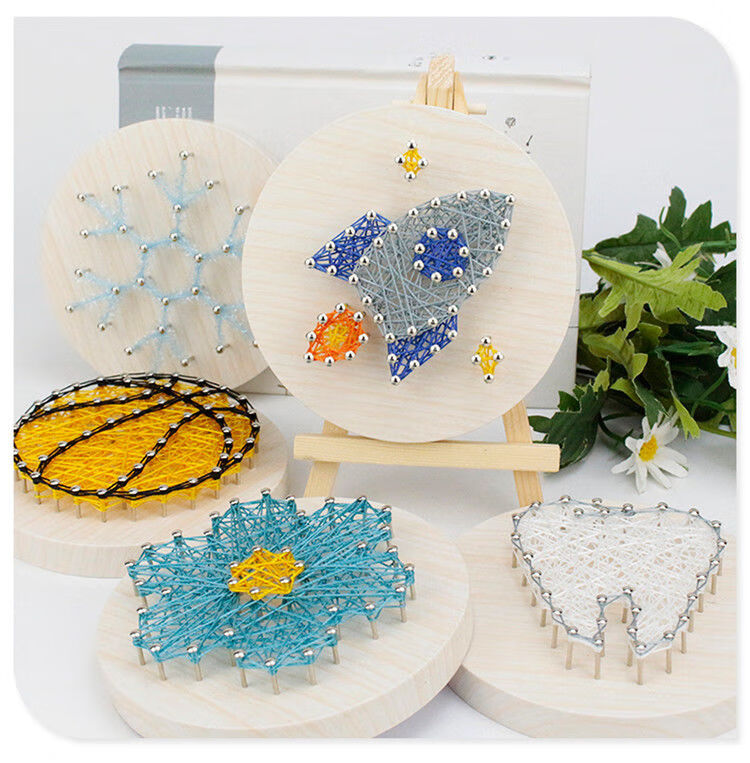 圆形简单钉子绕线画学生幼教亲子休闲练手工diy作业活动暖场摆件生日