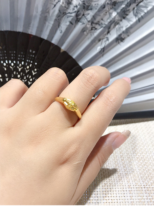 老凤祥款式古法金戒指女款实心时来运转可转动黄金指环足金999足金