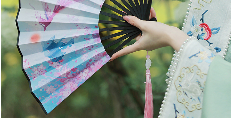 扇子古风折扇女九尾狐古风扇子超仙中国风汉服折扇女夏季随身手工折叠