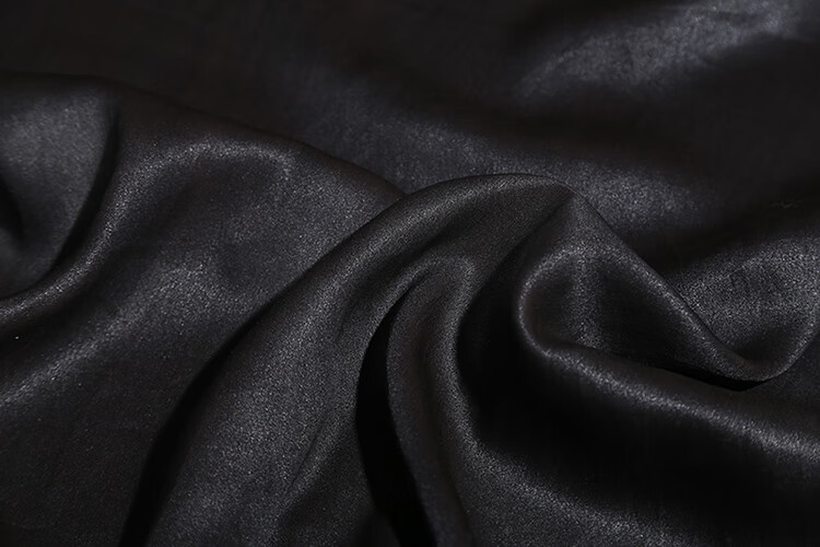 杭州品牌香云纱布料经典黑色32姆米宽幅重磅全真丝双面缎香云纱布料