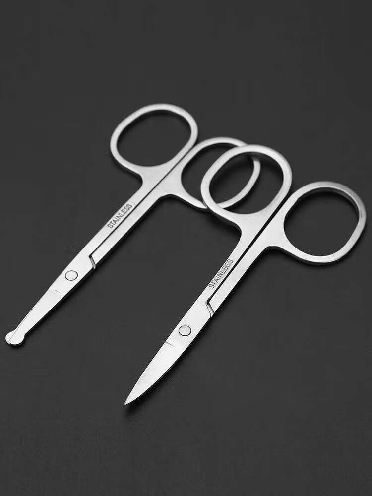 不锈钢修鼻毛剪刀女士美容修眉毛小剪刀刮胡男士鼻毛修剪器鼻毛器