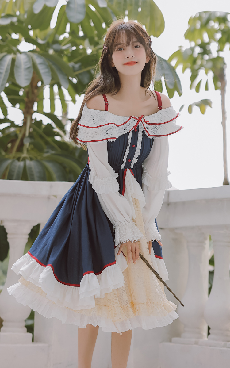 国风洛丽塔成人穿搭迪士尼在逃a字裙连衣裙软妹奶甜裙子日常轻裙礼服