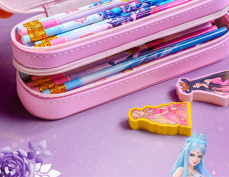叶罗丽双层笔袋大容量文具盒多功能少女心幼儿园可爱女孩男孩子小学生