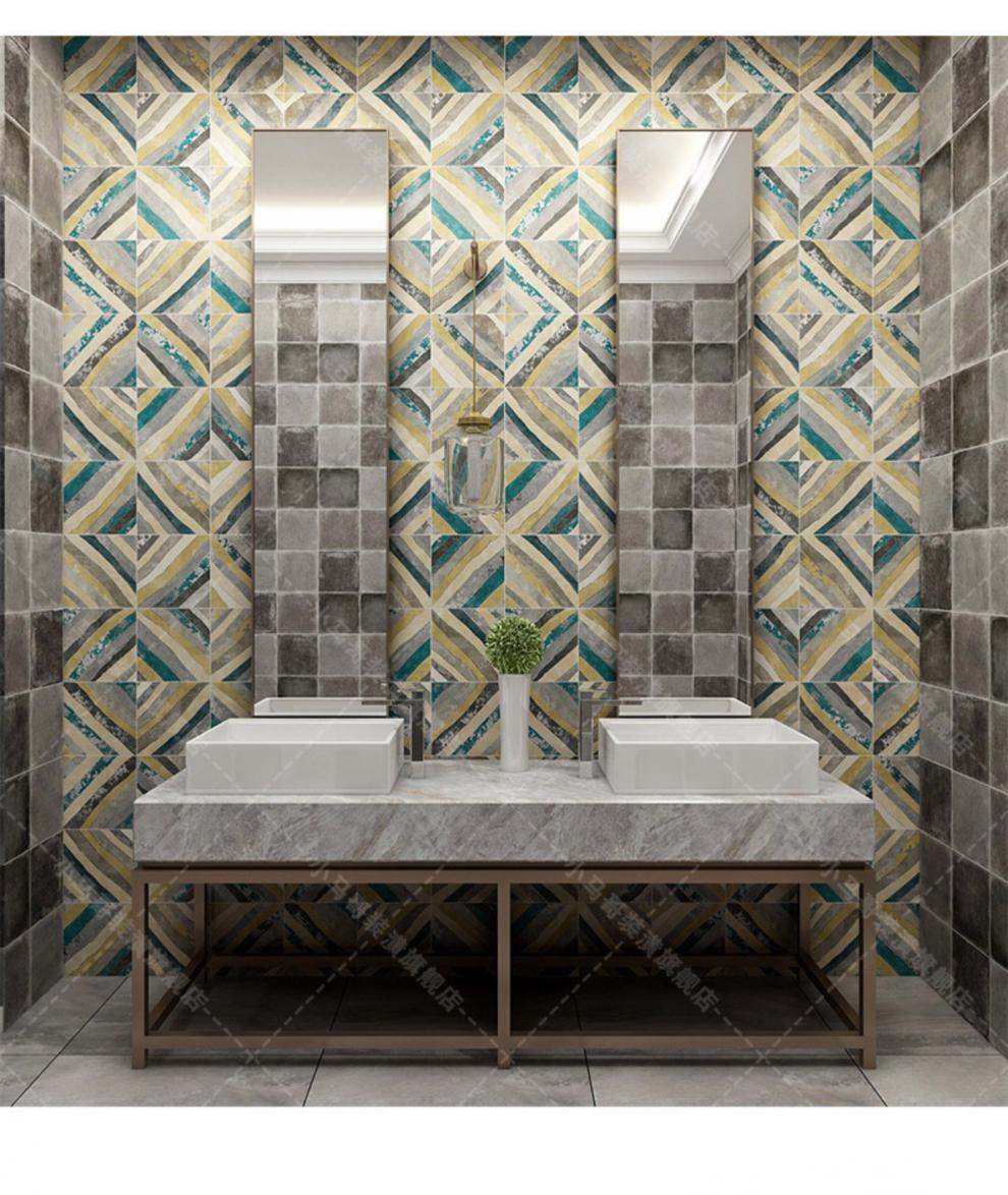 摩洛哥金银色花砖 复古水泥瓷砖厨房地砖 卫生间墙砖背景墙仿古砖 银