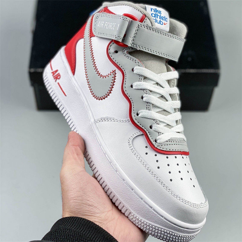 af1空军一号107高帮百搭休闲运动板鞋柔软弹性十足男女鞋正版鞋白红色
