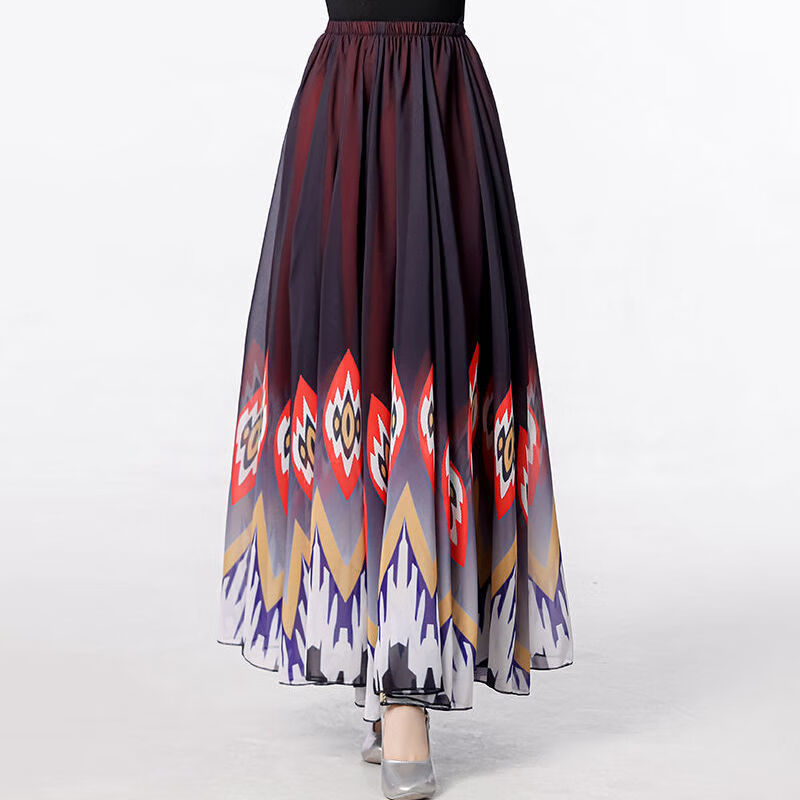 益乔 新疆舞裙半身大摆裙新疆舞蹈练习裙彝族藏族维族舞练习裙演出