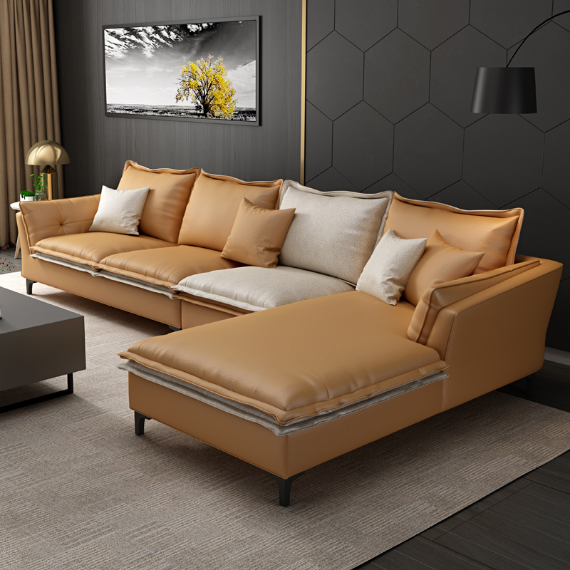 沙发客厅大户型现代简约现代简约北欧轻奢风格乳胶拼色科技布艺沙发大