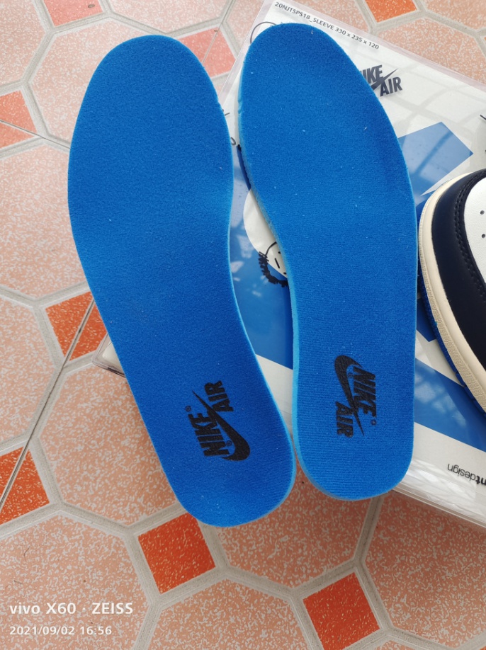 aj1鞋垫原装闪倒钩鞋垫藤原浩三方联名蓝色鞋垫aj1高低帮板鞋空军