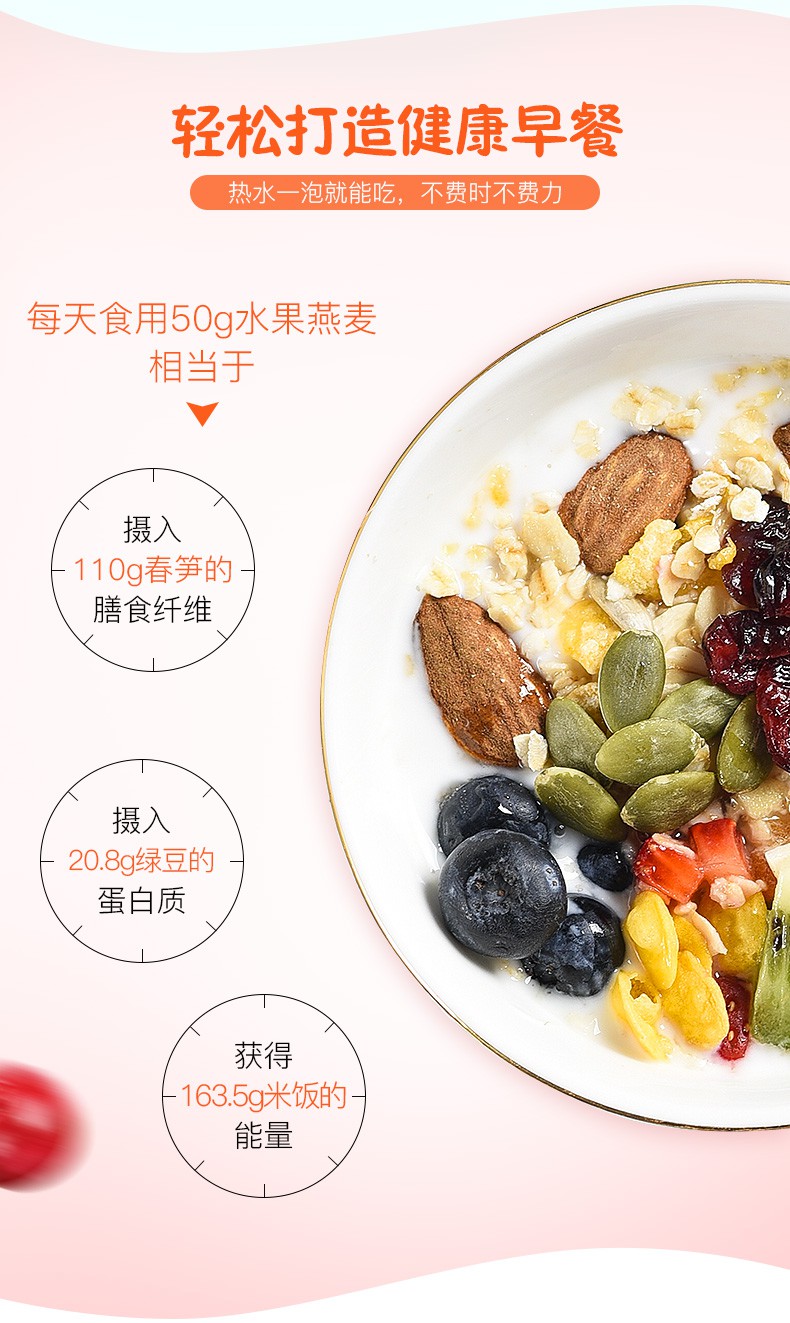 西麦西澳阳光水果坚果燕麦片450g袋装谷物营养早餐冲饮即食燕麦片
