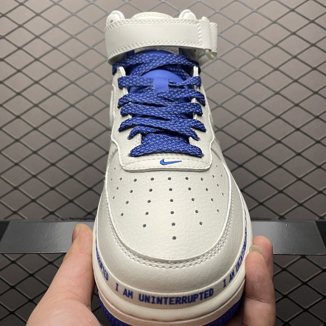 空军一号af1mid中帮笔缓震磨男女气垫运动板鞋高品质白蓝36