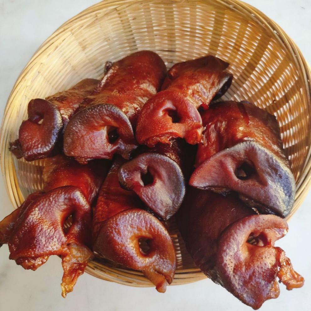 腊猪拱嘴猪鼻子批发烟熏下巴猪脸土猪头腊肉猪下嘴下酒菜腊猪鼻尖 2支