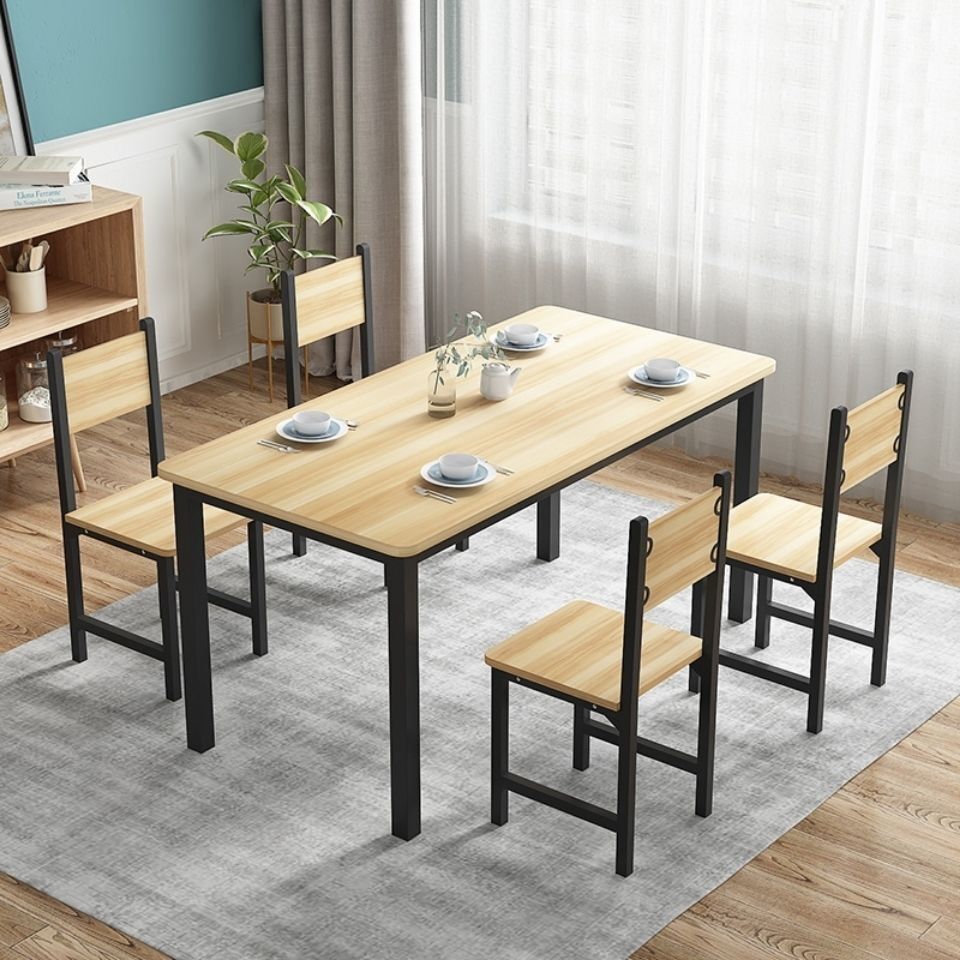 餐桌椅组合家用吃饭桌子小户型长方形快餐桌椅饭店小吃店餐桌椅黑色