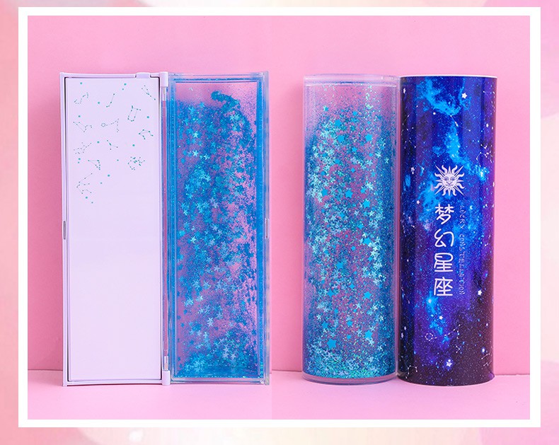 流沙文具盒女小学生可爱笔盒创意网红密码铅笔盒男圆柱形多功能笔袋