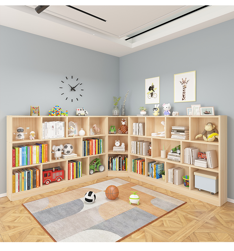 【旗舰精选】八格柜 实木书架矮柜置物架落地教室学生收纳柜简约组合